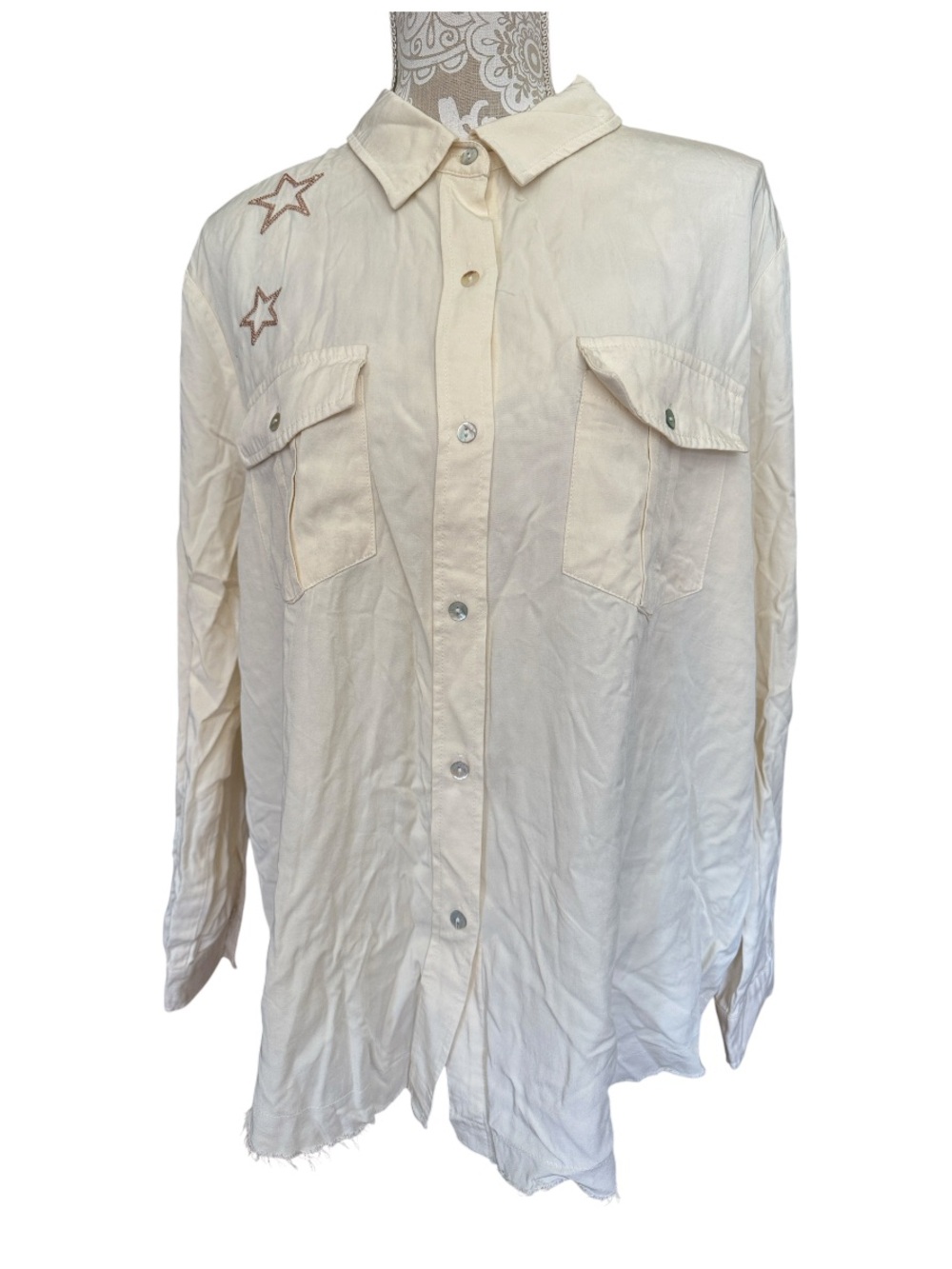 Blue B embroidered star button up